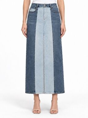 Alice + Olivia Jeans - Georgia Two-Tone Denim Maxi Skirt